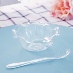 12-Pack Plastic Dessert Bowls 3oz Round Blossom Design Clear