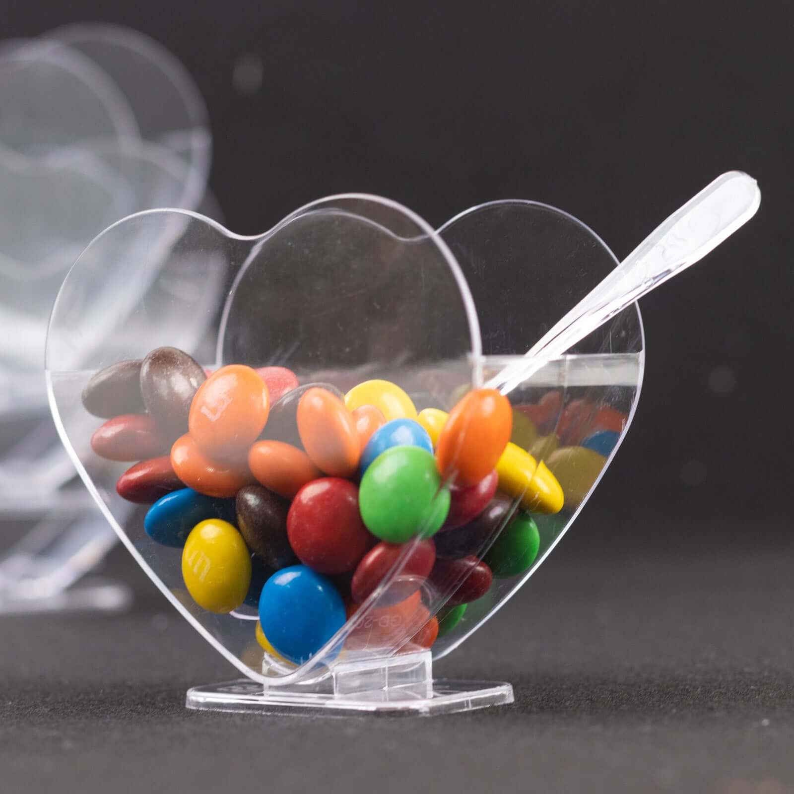 24-Pack Mini Clear Plastic Heart-Shaped Dessert Parfait Cups 2oz, Spoons Included - Image 2